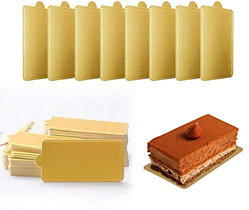 Mini Square Golden Cardboard Cake Base Decoration, Alohha 100PCS Cake Paper Plates Dessert Board Base Grease-Proof and Freezer-Durable Pastry Cardboard