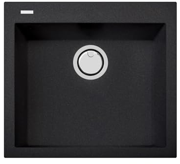 TELMA by Plados FLAT-serie infälld diskbänk i kvarts enkel 56 cm - svart metall
