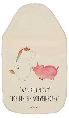 Mr. & Mrs. Panda Wärmflasche Einhorn Schwein - Geschenk, Bettflasche, Freundschaft, Schweinhorn, Einhörner, Wärmflaschenbezug, Unicorn, Wärmflasche