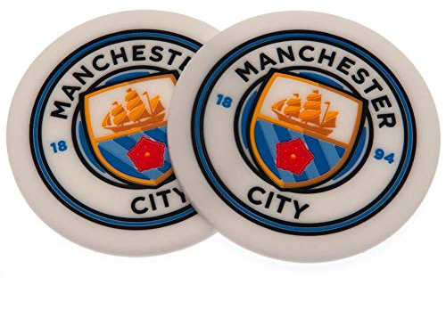 Manchester City FC Coaster Set (Pack of 2) (One Size) (White)