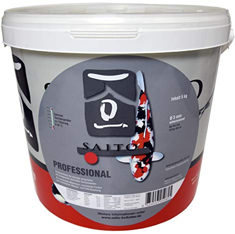 SAITO Professional - Premiumfutter für höchste Ansprüche! Für EIN max. Wachstum und leuchtende Farben - Koifutter Fischfutter schwimmend Ø5 mm - 5 kg Eimer