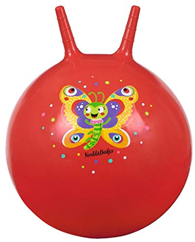 moses 16129 Krabbelkäfer Hüpfball, Bouncing Ball für Kinder ab 4 Jahren, Indoor-und Outdoor-Spielzeug zum Sitzen und Hüpfen, Rot mit Schmetterling