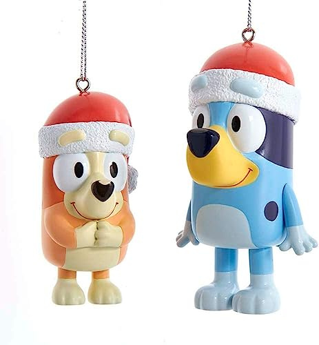 Kurt Adler Bluey and Bingo Ornament Set