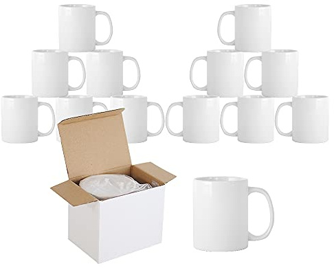 Yoshome Sublimationstassen, Weiße Tassen Personalisiert zum bemalen, 325ml Keramik Kaffeetasse Perfekt für Zuhause und Büro (Set 12er)