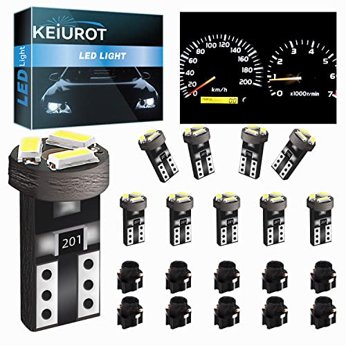 T5 74 Led Lampadina Bianco W3W 37 70 2721 Led Wedge LED T5 Twist Socket lampadina cruscotto per Auto Interni Tachimetro Strumento Indicatore Cluster Indicatore Light Panel 12V, 10 Lampada