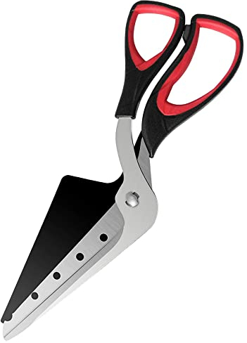 XLKJ Forbici per Pizza,Forbici da Cucina Multifunzionali Lama Affilata in Acciaio Inossidabile per Alimenti e Impugnatura Morbida,Nero