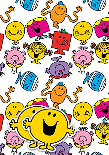 Mr Men & Little Miss Geschenkpapier, 6 Blatt, 6 Etiketten, Größe 70 x 50 cm, offizielles Produkt, verantwortungsvoll bezogen