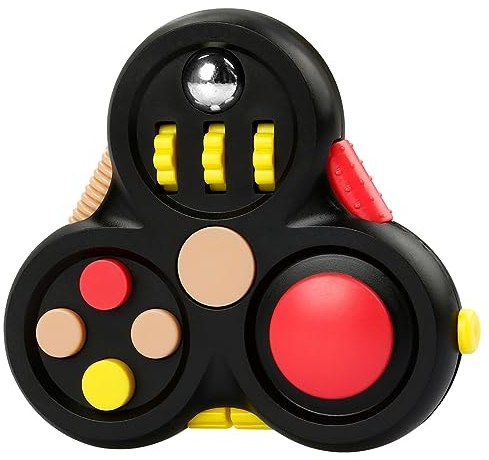 Jagowa Fidget Pad - 11 Function Toy for Stress and Anxiety Relief - Perfect Game for ADHD, ADD (Black)
