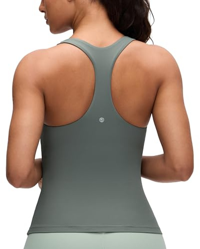 CRZ YOGA Butterluxe Racerback Tank Tops | Leichter Halt, Integrierter BH, Herausnehmbare Pads, Yoga, Extrem Weich, Rundhalsausschnitt, für Damen