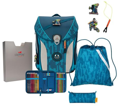 DerDieDas ErgoFlex MAX Schulranzenset 5-teilig Trendsport blau