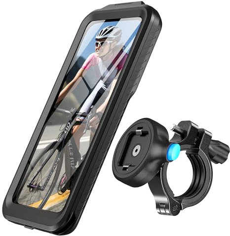 SPORTLINK Bike Phone Holder - Aluminium Motorbike Phone Mount Waterproof Case【360° Rotatable/1s Quick Release】【160mph Military Anti-Shak】 Motorcycle Handlebar for iPhone Samsung, More 6-6.8 Phones