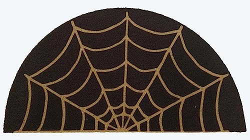 KorhLeoh Spider-Web Welcome Doormat Outdoor-Entrance - Half-Circle-Door-Mat Non-Slip Dark Artifical Coir Mats Halloween Decor 17x29