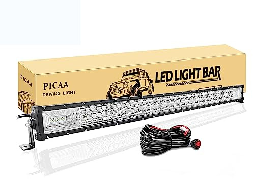 PICAA LED Arbeitsscheinwerfer Bar,42 Zoll 104CM 540W 7D Led Lichtbalken | Lichtleiste,mit 12V Kabelsätzen,Wasserfest,Drei Reihen, Zusatzscheinwerfer Bar,für SUV Offroad ATV UTV Traktor 4x4 Auto,6000K