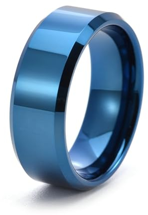 Aotiwe Freundschaftsringe Blau, Ringe Verlobung Einfach 8mm aus Wolfram Größe 54 (17.2) Beste Freundin Geschenke