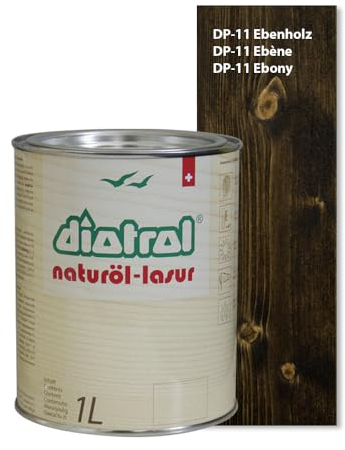 Diotrol Naturöl Lasur 1 Liter Profi Holzlasur Außen wetterfest | Natürliche & umweltfreundliche Lasur für Holz | Premium Holzschutzlasur Ebenholz