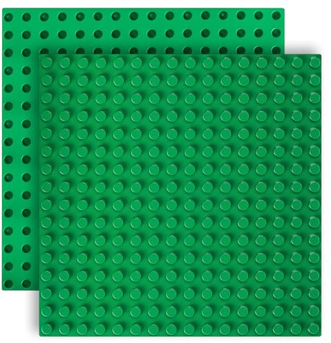2 Pezzi Piastra Base Compatibile con Lego Duplo, 25x25cm Base per Mattoncini Compatibile con Lego Duplo, Set di Piastre da Gioco Creativo, Verde