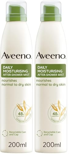 Aveeno Daily Moisturising After-Shower Mist, Formulated With Oats, Suitable For Sensitive Skin, Non-Greasy Fast Absorbing Spray, Locks In Moisture 48h, 200ml (Pack of 2)