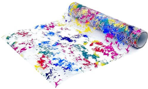We Moment Zone Tischläufer Bunt,Regenbogen Tischdecken Dekostoff,Tischband aus Organza,Polyester Tisch läufer Tischdeko für Advent Karneval Taufe Geburtstage Hochzeit zu besonderen Anlässen 43 cm×10M