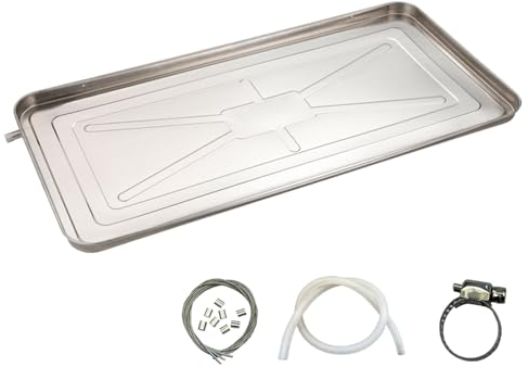 DJJYCTNM AC Drain Pan, Stainless Steel Condensate Drain Pad, Under Air Conditioner Water Tray with Drain, for Indoor/Outdoor Split Air Conditioner (Color : 93 * 45cm/36.6 * 17.7in, Size : 200cm Hose)
