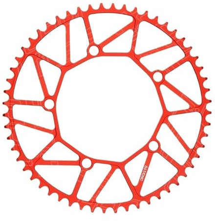 wanhaoaony Fahrradkettenblätter Klappfahrrad schmale breite Zähne 130BCD Kettenblatt 46 48 50 52 56 58T Kettenrad Aluminiumlegierung BMX Fahrrad Kurbelgarnitur Kettenblatt (Color : 56T red)