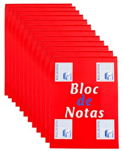 Acan Tradineur - Pack de 12 tacos de notas blancas, 125 hojas lisas, incluyen matriz de corte y tapas de cartón, anotaciones - 120 x 88 mm
