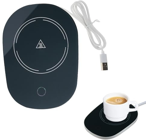Scalda Tazza USB, Scalda Tazza, Scaldatazze da Caffè, Scalda Bevande, Sottobicchiere Elettrico, Utilizzabili per Caffè, Latte, Tè, Acqua, Regalo di Natale, Ldeale per la Stagione Invernale, Nero