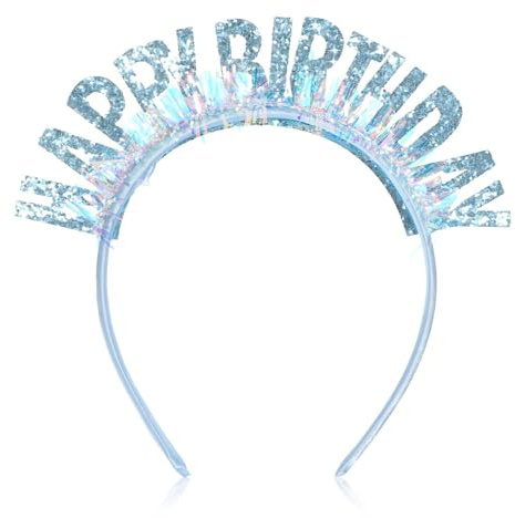 Sibba Geburtstags Tiara Happy Birthday Stirnband Glitzerkrone Geburtstagshaarband Glänzend Süßer Haarschmuck Happy Birthday Kronen Für Frauen Party Fotos Machen Dekorationen Geschenke(Blau)