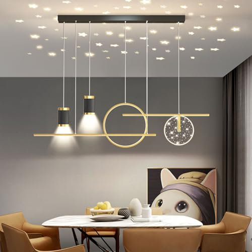 DDYY 100cm Moderne LED Pendelleuchte esszimmer dimmbar hängelampe Linear design hängeleuchte Esstisch mit Fernbedienung Esstischlampe Höhenverstellbar Pendellampe Für Esszimmer Küche Bürolampe (Gold)