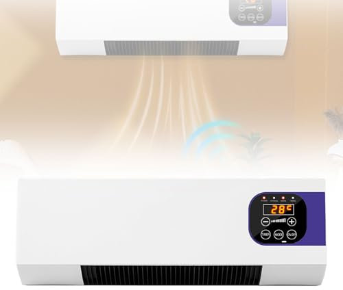 Stufa da Parete da 2000 W, Condizionatore LCD Smart Home con Telecomando, Timer da 6 Ore, Regolazione 16-40 ℃, Stufa Elettrica Impermeabile per Camera da Letto, Bagno