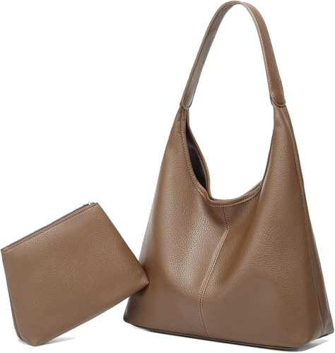 JEKAVA Umhängetasche Damen Gross Handtasche Universitätsstudent Schultertasche Leder Crossbody Bag Damen Breiter Gurt Handtasche zum Umhängen Set 2-Teiliges Set (khaki)