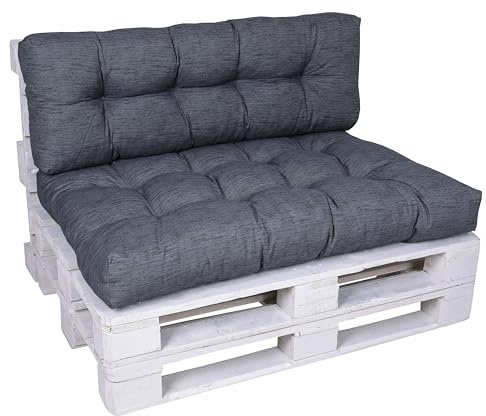 GO-DE Textil Bequeme und attraktive Polsterauflagen für Paletten-Loungen (2-teilig, für eine komplette Palettenlounge, Uni anthrazit, Palettenkissen mit Schaumflockenfüllung)