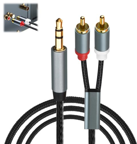 Phono Mini Jack Stereo Lead RCA to 3.5mm Cable Headphone Jack Stereo Splitter Red and White 2RCA Aux Cable Gold-Plated Audio Cord for Hi-Fi Amplifier Speaker TV Phone Turntable Car DJ Controller, 2M