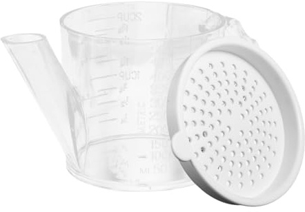 Ölbehälter mit Sieb 500ml aus Pp für Küche und Essig | Fett Trennt Flüssigkeiten, Leicht zu Reinigen, Transparentes Design mit Messskala