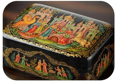 Premium Bath Mat with Memory Foam Microfiber and Anti-Slip Backing - Hand-Painted Russian Lacquer Box Design
