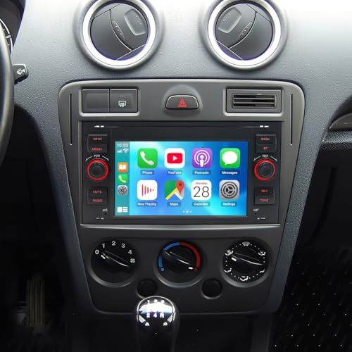 4+64G Double Din Car Stereo with CarPlay Wireless for Ford Fusion 2006-2011 7 Inch HD Touchscreen 2 Din Car Radio Head Unit with Android Auto Mirror Link, Bluetooth, FM, EQ SWC/UI Backup Camera
