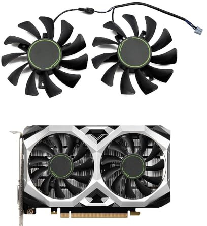 LFGOZSD Lot de 2 Ventilateurs VGA 75 mm HA8010H12CF-Z GTX1650 pour Carte Graphique MSI GeForce GTX 1650 Super Ventus XS, Broches, 12 V, 0,5 A