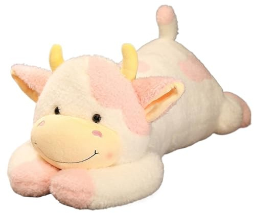 KUKUShining Vaca Lechera Peluche, Adorable Dibujos Animados Muñeco Esponjoso Almohada Juguete Suave Cómodo for Regalo Decoración Escritorio(Pink)