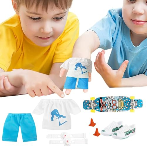 Syengery Fingerboard Set 9-teilig für Kinder – Komplett-Set mit Mini Skateboard, Fingerschuhen & Hindernissen | Lustiges Spielzeug für Reise, Party & Zuhause