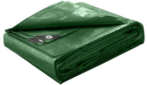 SUMORISE Bâche de Protection 5 x 8 m, 100 g/m²,Bâche de Protection pour Bois extérieur, Meubles de Jardin, Voitures, piscines, Bateaux et Camping,imperméable et indéchirable, avec œillets.