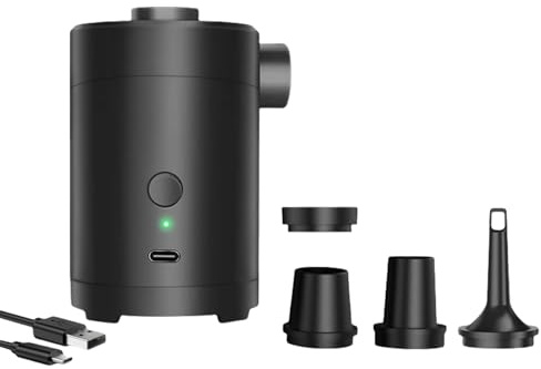 YCHUCH Pompa elettrica portatile ad aria con 4 ugelli Auto-Stop e protezioni da surriscaldamento per gonfiabili da campeggio e attrezzatura da viaggio, pompe per materassi ad aria da viaggio