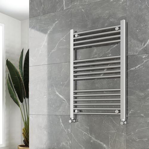 500mm(w) x 800mm(h) Straight Chrome Heated Towel Rail, Radiator, Warmer 1402 BTUs Bathroom Central Heating Ladder Rail
