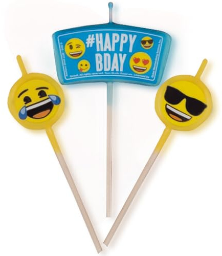 Birthday Candle Set - Emoji, 3 Pcs