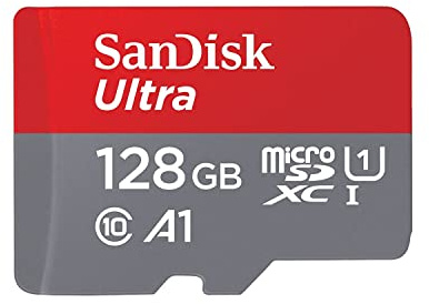 SanDisk Ultra 128GB microSDXC Speicherkarte + Adapter bis zu 100 MB/Sek., Class 10, U1, A1, FFP