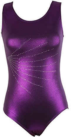 MORESAVE Femmes Danse Justaucorps sans Manches Lumineux Diamant Gymnastique Justaucorps Danse Pratique Costume Dancewear (Violet, S)