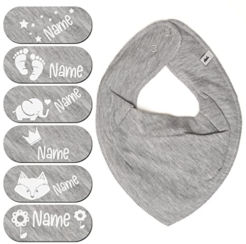 AngelicArt Halstuch mit Wunschnamen in verschiedenen Farben und Modellen für Jungs und Mädchen (Grey Melange)