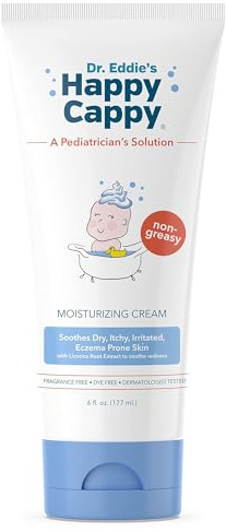 Happy Cappy Dr. Eddie's Feuchtigkeitscreme für Kinder, beruhigt trockene, juckende, gereizte, zu Ekzemen neigende Haut, Dermatologisch getestet, ohne Duftstoffe, ohne Farbstoffe, 6 oz Rohr
