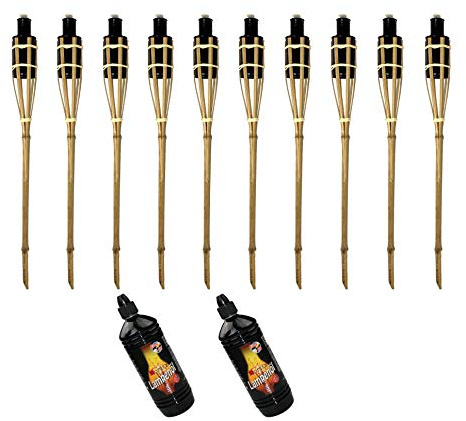 Moritz 10 x bambufacklar fackla 90 cm standard natur 2 x 1 000 ml lampolja trädgårdsfacklor oljefacklor trädgård dekoration oljelampa gångljus