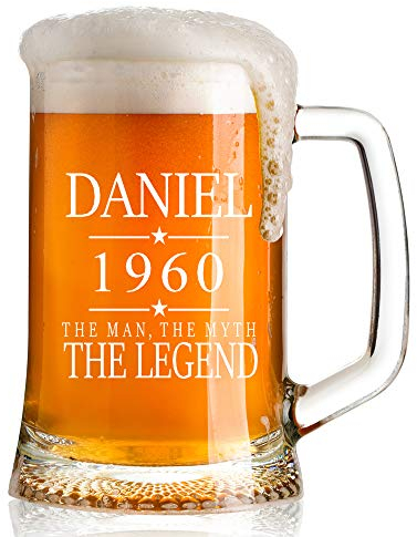 ukgiftstoreonline Personalised The Man The Myth The Legend Birthday Beer Tankard Glass Gift for Him