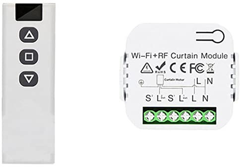Surluoen Tuya Smart Life WiFi 433Mhz Interruptor de Cortina Ciega con Mando a Distancia para Control de Persiana EléCtrica, 1RC 1RE
