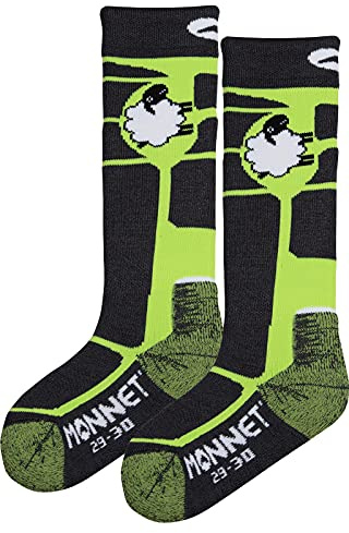 MONNET Wooly Kids - Chaussettes Ski Enfant (FR/ES, Numérique, 19, 20, Taille normale, Vert)